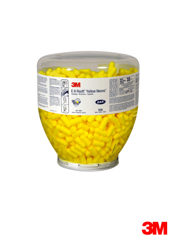 3M™ E-A-Rsoft™ Yellow Neons One Touch™ Refill Earplugs 391-1004, Uncorded, 500/BOT