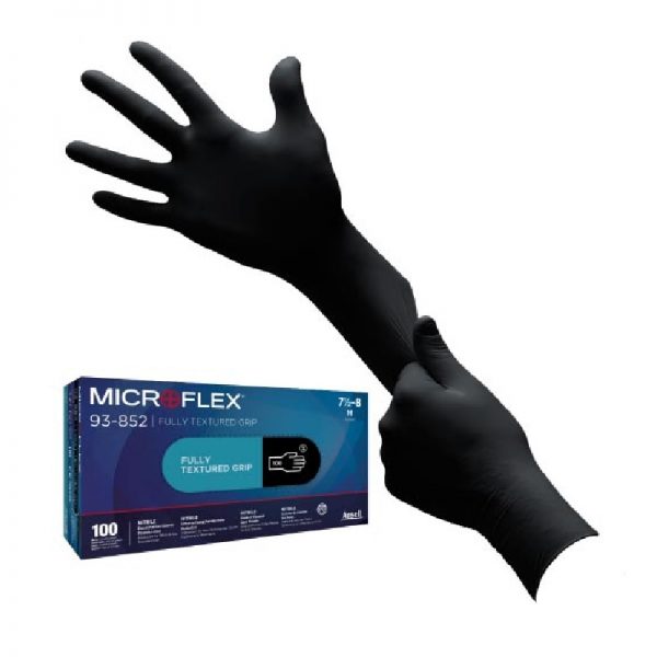 Ansell Microflex 93-852 Black Nitrile Exam Glove