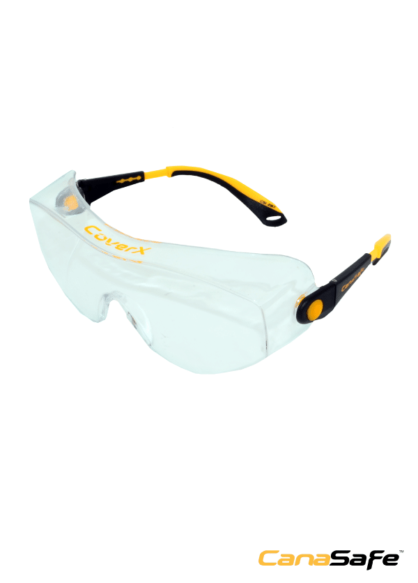 Canasafe 20400 CoverX Over-The-Glass (OTG) Eyewear, Black/Yellow Frame, Clear A/F Lens