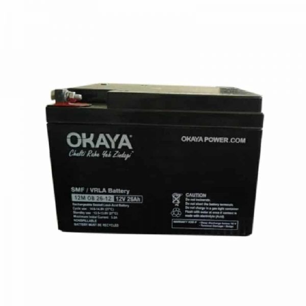 Okaya SMF OB 26-12 VRLA 12V, 26Ah Battery For UPS/Backup Application