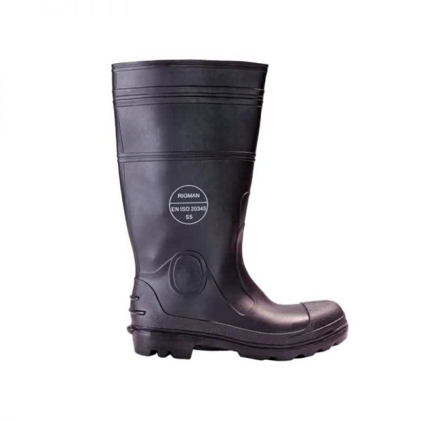 Rigman 81GBB-39 PVC Gumboots-Size 39-Black Color