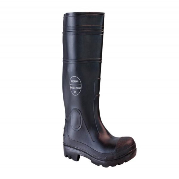 أحذية Rigman PGB37.5 PVC Gumboots-السلامة - اللون الأسود