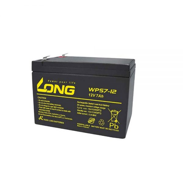 Long WPS7-12, 7Ah, 12V Rechargeable Sealed Lead Acid Battery(MOQ of 2 Pcs)