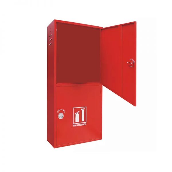 Surface Mounted Double Door Fire Hose Reel Cabinet Full M.S. Red Powder Coated