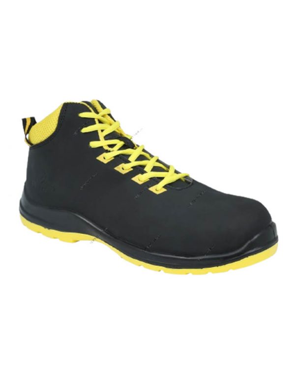 Vaultex TPS High Ankle Steel Toe Shoes Black/Neon Yellow