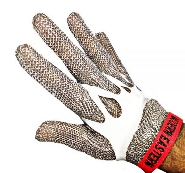 ME MECMG Steel Mesh Glove with Textile Strap and Elastic Grip (Chain Mail Gloves) - Butcher Gloves