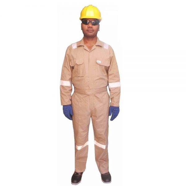 Vaultex CUR 100% Cotton Coverall, With Reflective Beige