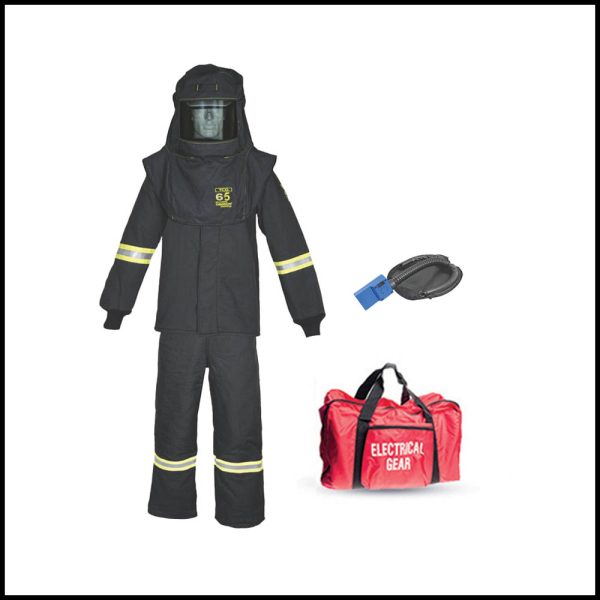 Oberon 65 Cal Tcg Arc Flash Kits (Hood, Coat And Bib Overall) Suit Set With Fresh Air Arc Flash Hood Ventilation System Large TCG5B-L+HVS