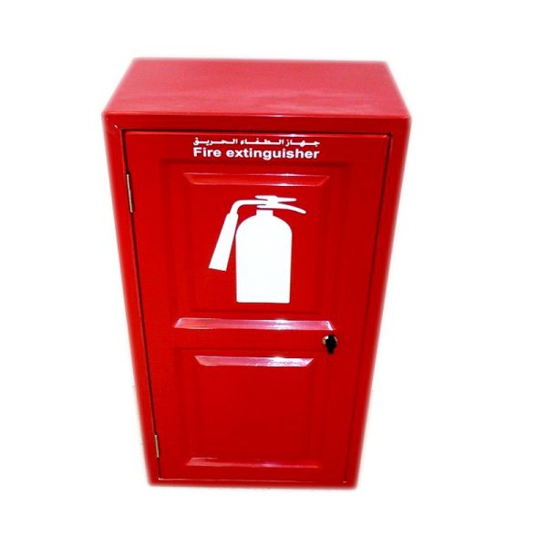 Single Door Fire Extinguisher Cabinet 980 mm x 470 mm x 350 mm with SS 304 Hinges and Panel lock - Red color