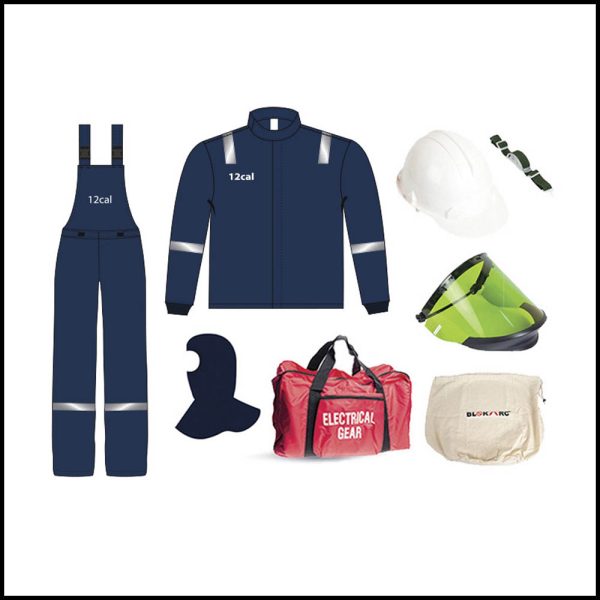 Lok-Force Arc Flash Kit - 12 Cal With Bib Overalls, Coats, Faceshield, Helmet & Balaclava 3X Large KIT-AF12-TABL-SBFS-3XL