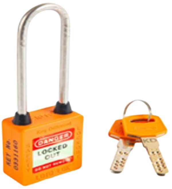 Loto Lok 3PTPOKDL80 Long Shackle 3-PTP Three Point Traceability Padlock - Orange(MOQ of 2 Pcs)