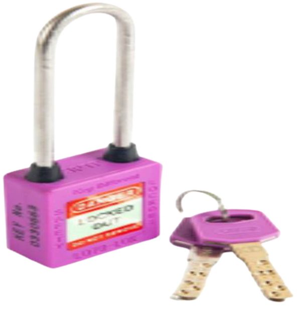 Loto Lok 3PTPPKDL80 Long Shackle 3-PTP Three Point Traceability Padlock - Purple(MOQ of 2 Pcs)