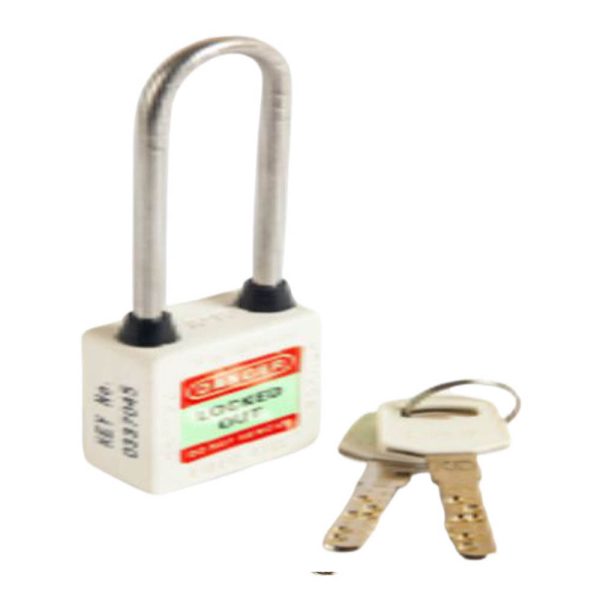 Loto Lok 3PTPWKDL80 Long Shackle 3-PTP Three Point Traceability Padlock - White(MOQ of 2 Pcs)