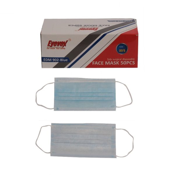 Eyevex EDM 902 Respirators 3 Ply Surgical Disposable Face Mask -Box of 50 Pcs (MOQ -10 Boxes)