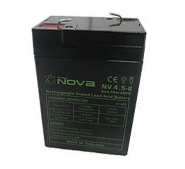 Nova NV4.5-6 Rechargeable Sealed Lead Acid Battery 6V, 4.5Ah/20Hrs(MOQ of 3Pcs)