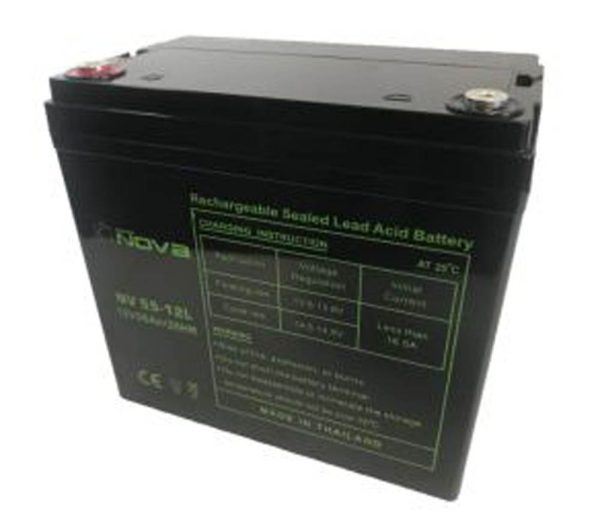 Nova NV55-12L Rechargeable Sealed Lead Acid Battery 12V, 55Ah/20Hrs