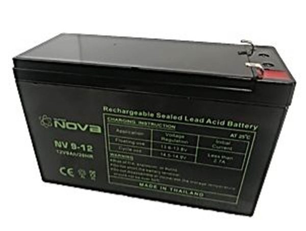 Nova NV9-12 Rechargeable Sealed Lead Acid Battery 12V, 9Ah/20Hrs