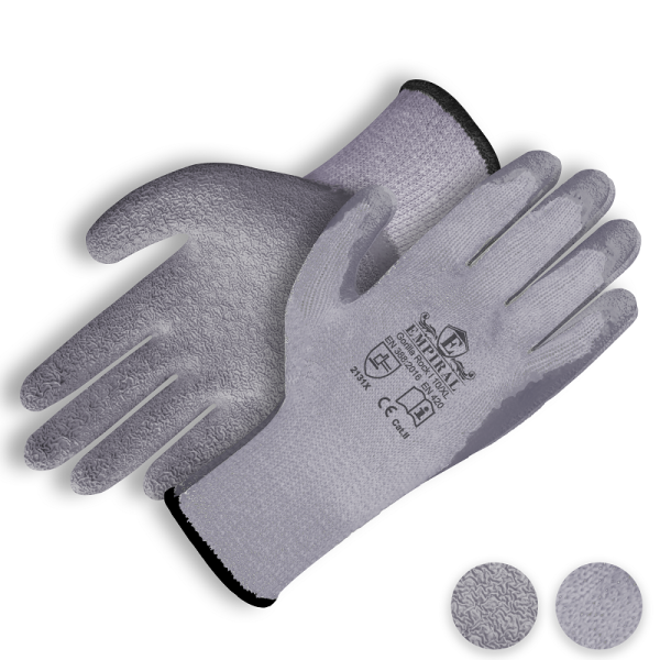 Empiral E124573021 Gorilla ROCK I 2-Ply Dark Grey Polycotton with Grey Crinkled Latex Palm Coated Glove Large(MOQ OF 12 Pair)