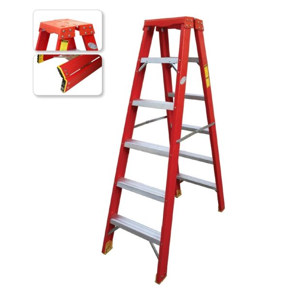 PENGUIN FGDSPT 5 Fiberglass Double Sided Plastic Top Ladder, A-Type, 4.7 Feet Length