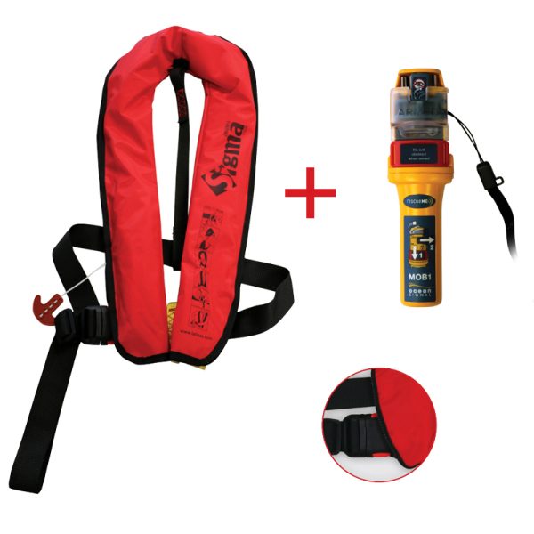 Lalizas - Sigma Inflatable Lifejacket Auto with Plastic Buckle and Ocean Signal MOB1, Set 170N, ISO