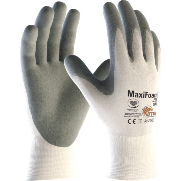 MaxiFoam - Palm Coated White Grip Gloves - 1mm