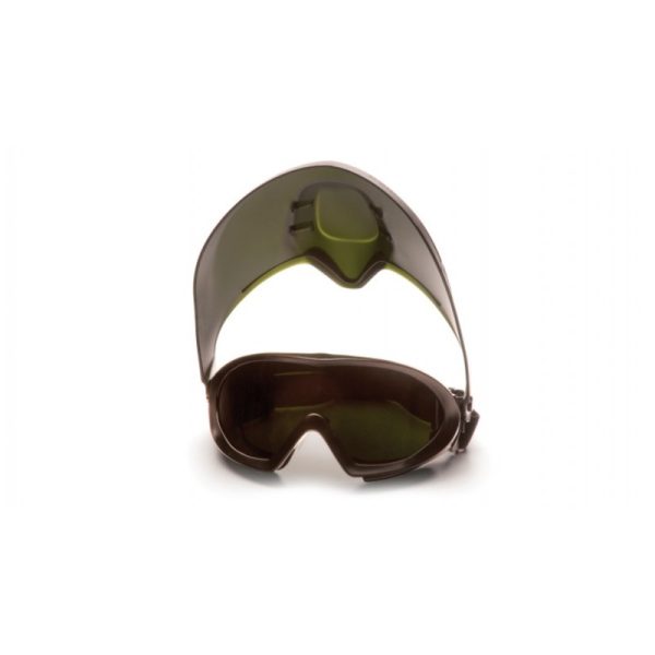 Pyramex - Capstone Green Tinted Face Shield with IR5 H2X Anti-Fog Lens Goggle