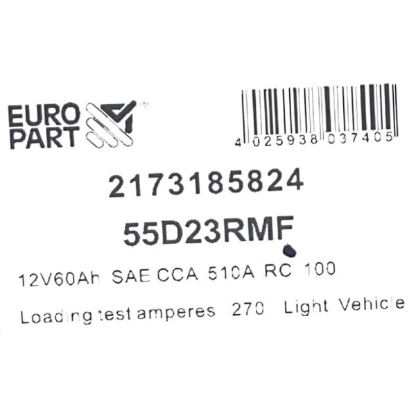 Europart - MF Car Battery 12V 60Ah N55D23RMF