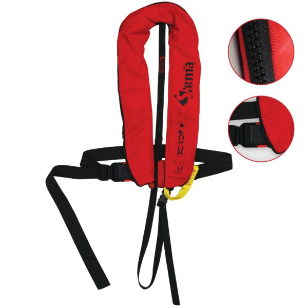 Lalizas - Sigma Inflatable Auto Lifejacket w/Harness For Adult 170N, ISO 12402-3