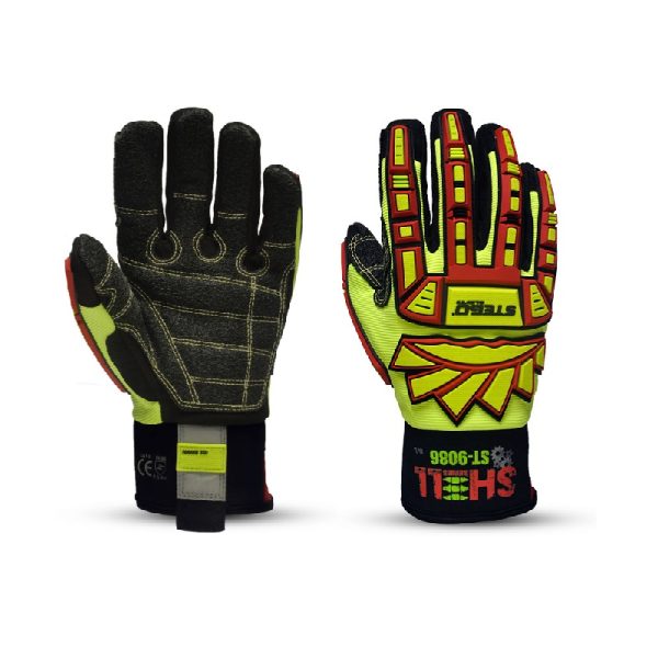 Stego Gloves ST-9086 High Impact & Cut Gloves, High Performance Leather on Palm, Shell-GRD