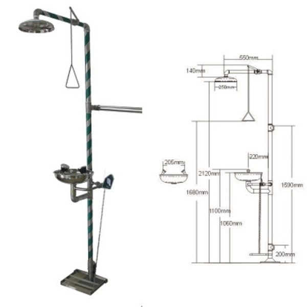 Eyevex - ESE 2801 SS Eyewash/Shower Stainless Steel