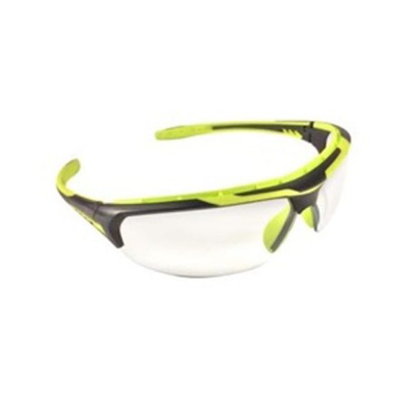 Eyevex - Safety Spectacles SSP 1010 Black Apple Green Frame & Temple Clear Lens (MOQ - 6 Pcs)