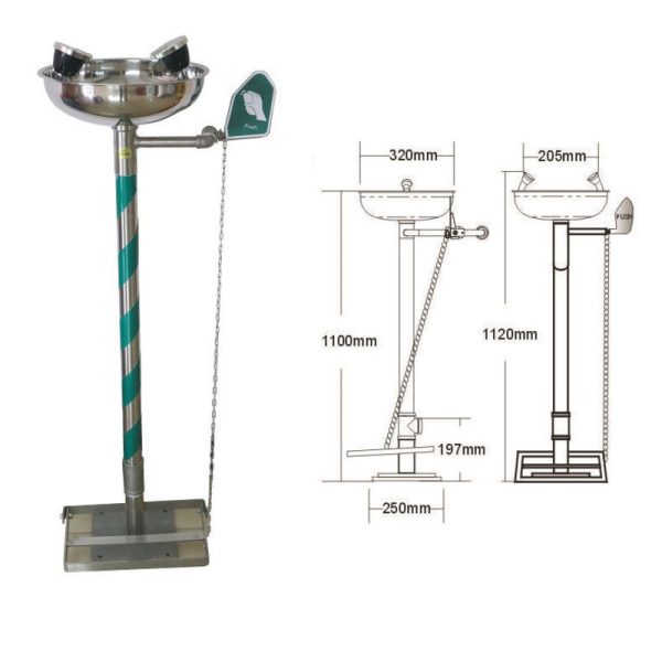 Eyevex - Stainless Steel Emergency Eye Wash EE 2799 SS with Foot Operator