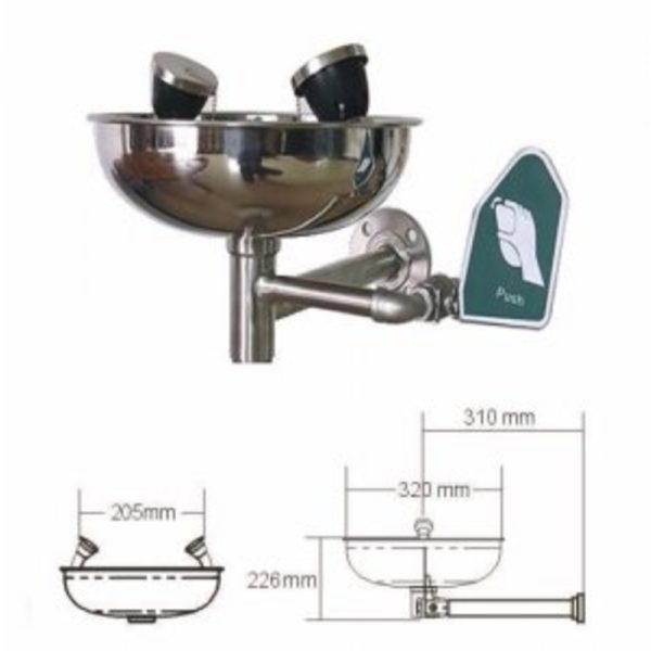 Eyevex - Stainless Steel Wall Mounted Eyewash Station EE 2797 SS