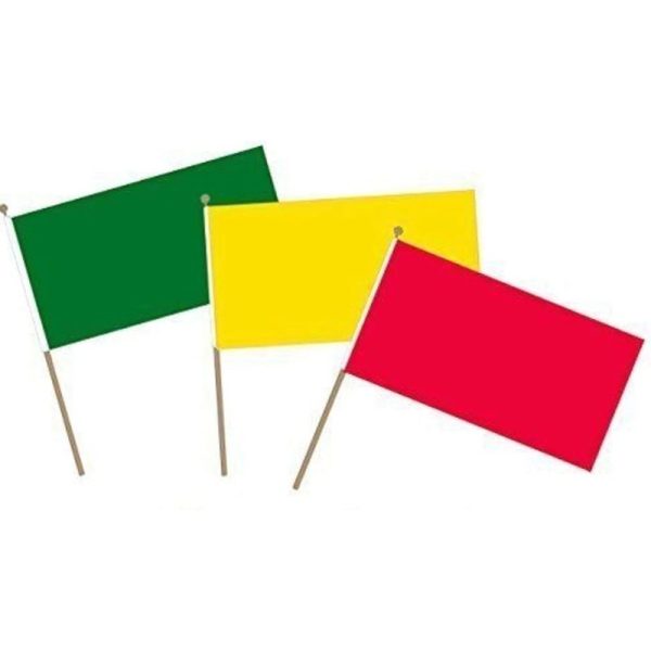 Traffic Light Hand Waving Flags - Pack of 10 Pcs, Yellow / Green / Red