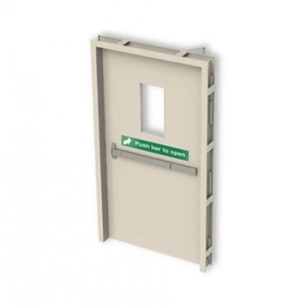 Fire Rated Single Leaf Metal Door Powder Coated Finish