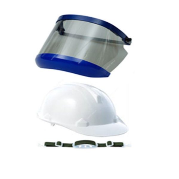 Blue Eagle - Face Shield with Safety Helmet, White/Grey - ARC-FCA8plusHR36WH