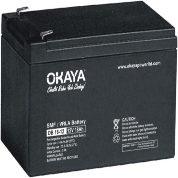 Okaya - Smf/Vrla 12V 18AH Advance Battery For UPS - OB-18-12