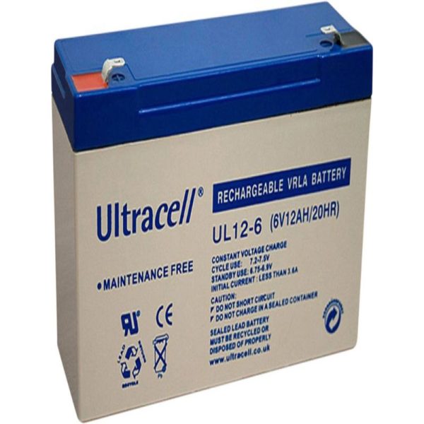 Ultracell - 6V 12AH Rechargeable VRLA Battery - UL12-6