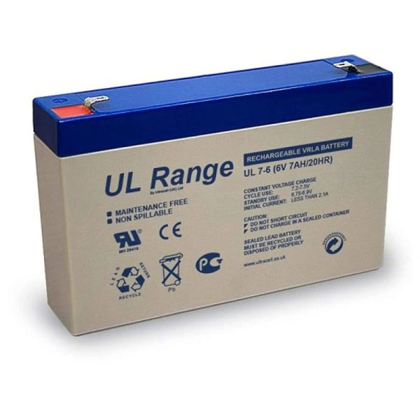 Ultracell - 6V 7AH Rechargeable VRLA Battery - UL7-6