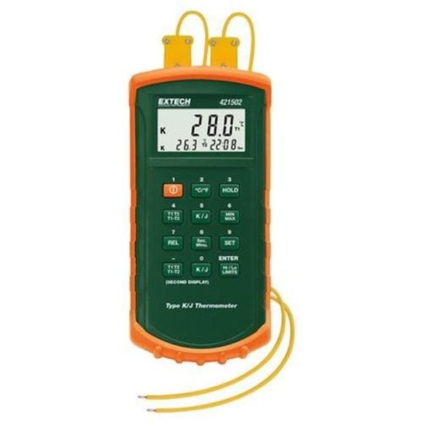 Extech - Type J/K, Dual Input Thermometer with Alarm - 421502